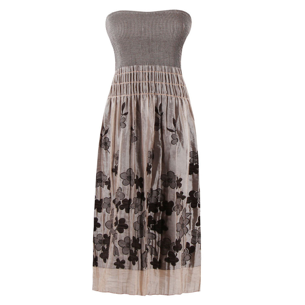 Women's Summer Dress Floral Strapless Casual Retro Bohemian Beach Dress Vestidos - Sins & Temptations