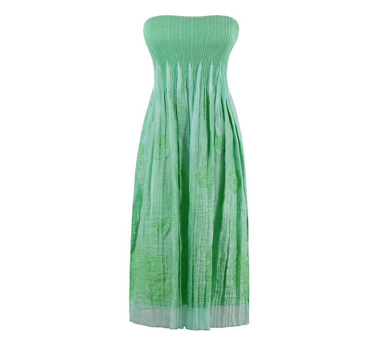 Women's Summer Dress Floral Strapless Casual Retro Bohemian Beach Dress Vestidos - Sins & Temptations