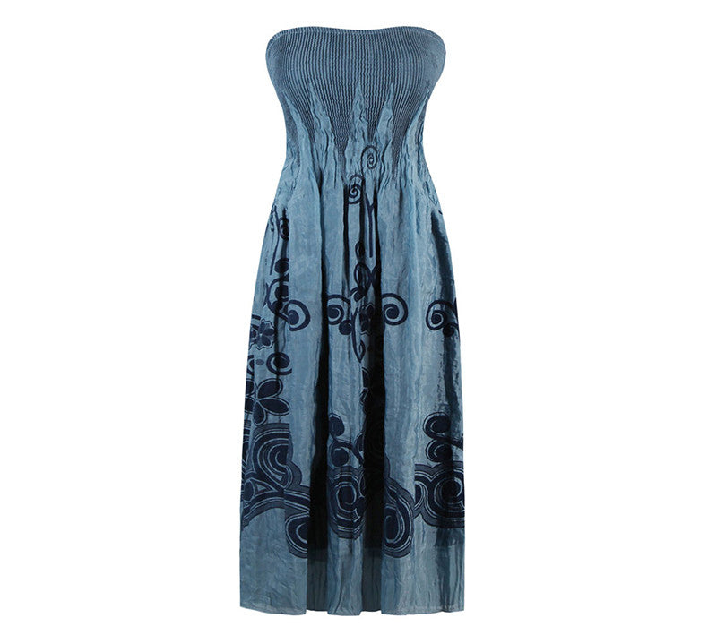 Women's Summer Dress Floral Strapless Casual Retro Bohemian Beach Dress Vestidos - Sins & Temptations