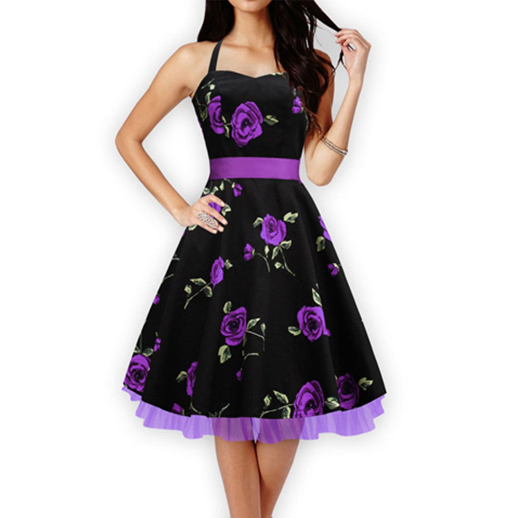 Floral Print Party Dress Print Dress Cotton Sleeveless Dress - Sins & Temptations