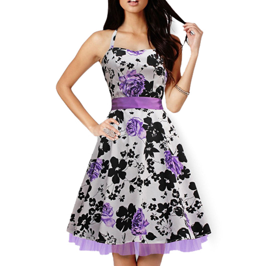 Floral Print Party Dress Print Dress Cotton Sleeveless Dress - Sins & Temptations