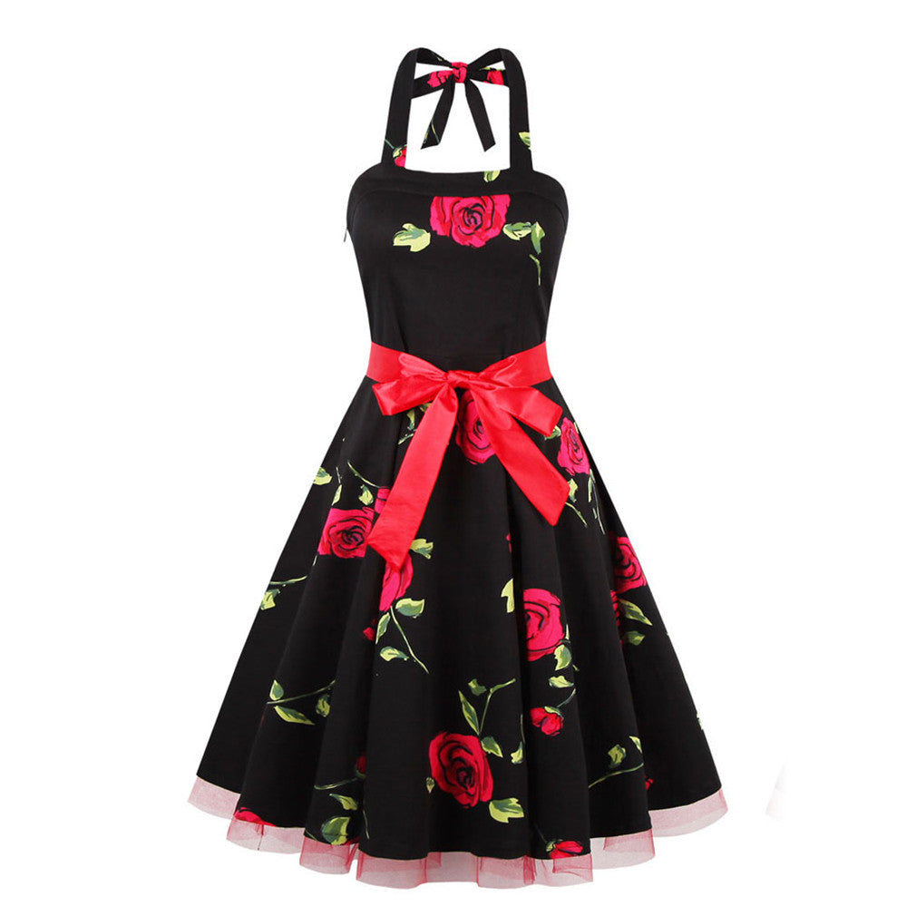 Floral Print Party Dress Print Dress Cotton Sleeveless Dress - Sins & Temptations