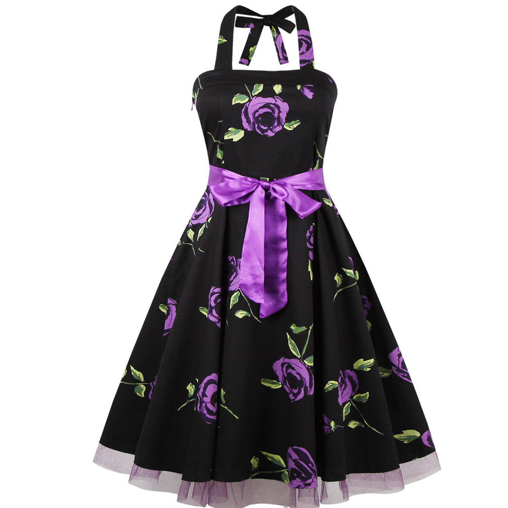 Floral Print Party Dress Print Dress Cotton Sleeveless Dress - Sins & Temptations