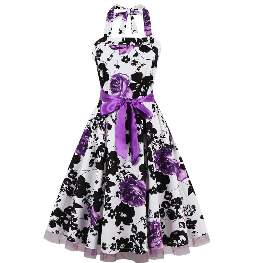 Floral Print Party Dress Print Dress Cotton Sleeveless Dress - Sins & Temptations