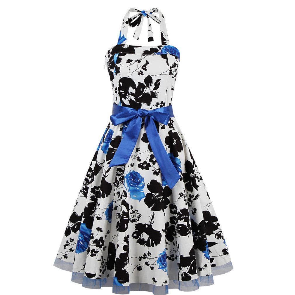 Floral Print Party Dress Print Dress Cotton Sleeveless Dress - Sins & Temptations