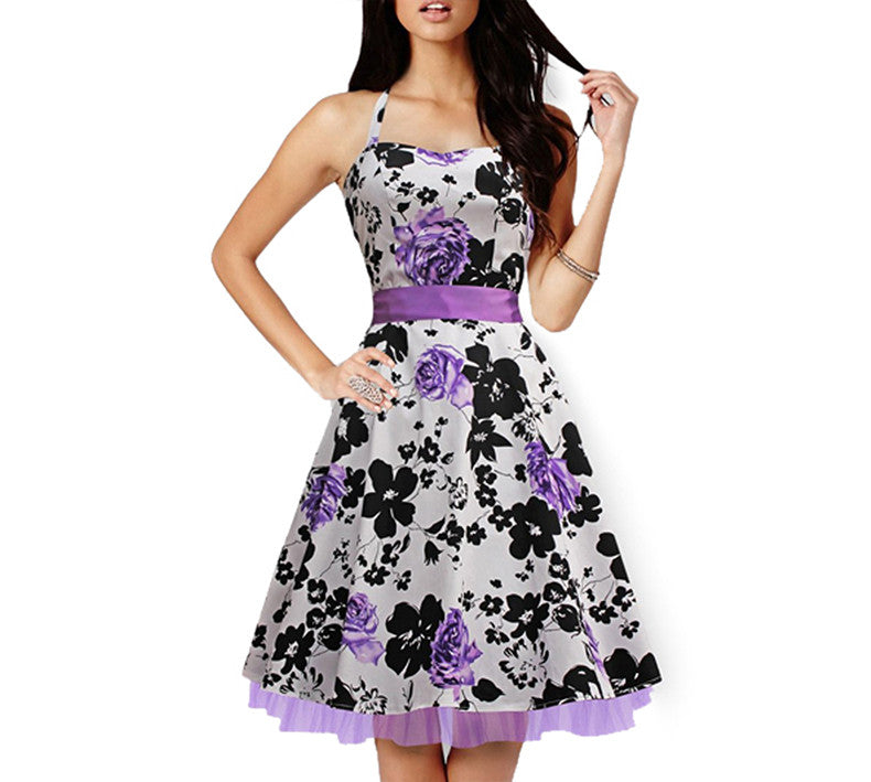 Floral Print Party Dress Print Dress Cotton Sleeveless Dress - Sins & Temptations
