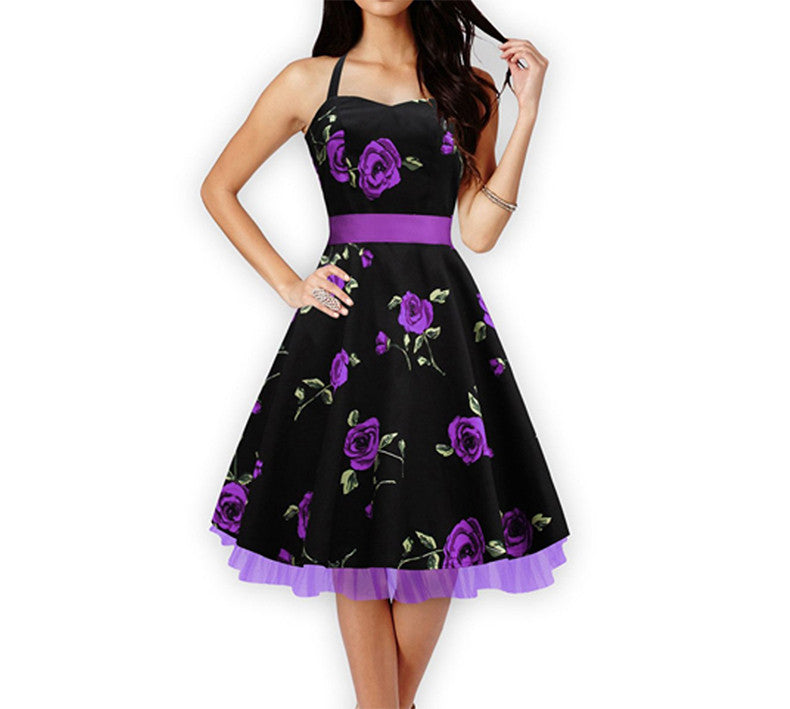 Floral Print Party Dress Print Dress Cotton Sleeveless Dress - Sins & Temptations