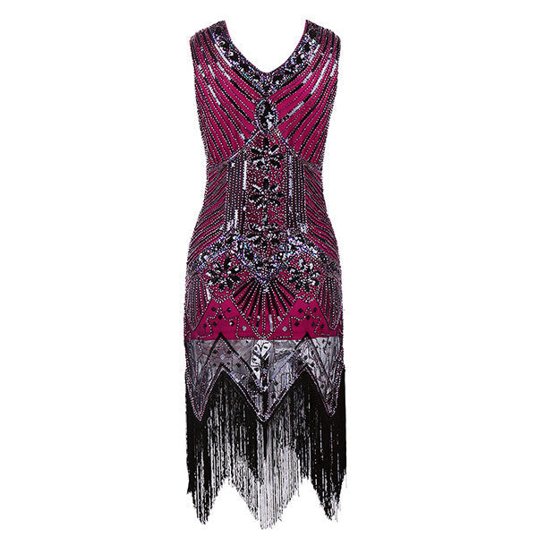 Shining Women's Flapper Dress, Gatsby Charleston Sequin Tassel Party Knee-Length Dress - Sins & Temptations