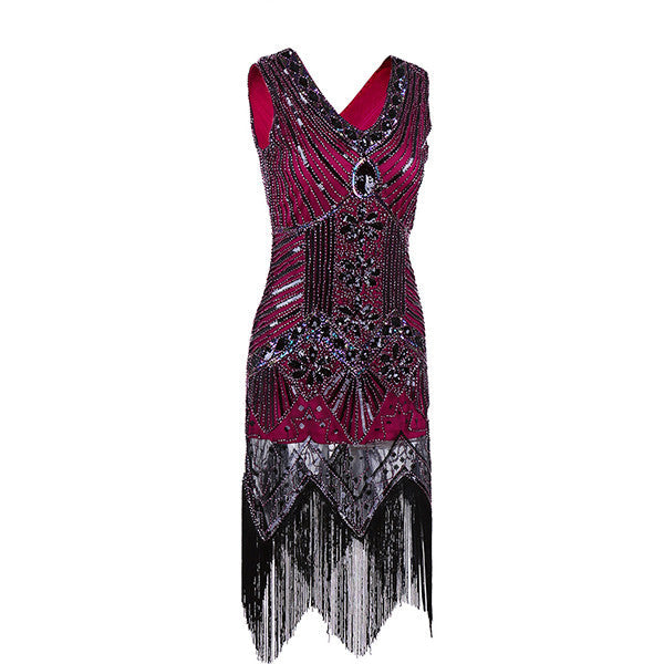 Shining Women's Flapper Dress, Gatsby Charleston Sequin Tassel Party Knee-Length Dress - Sins & Temptations