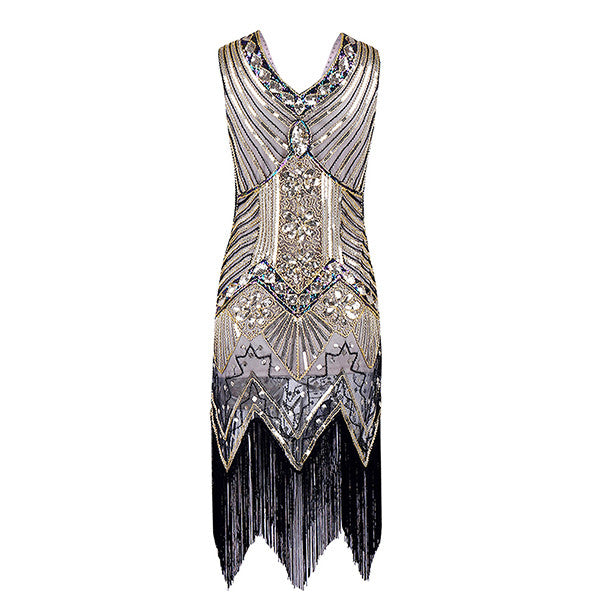 Shining Women's Flapper Dress, Gatsby Charleston Sequin Tassel Party Knee-Length Dress - Sins & Temptations