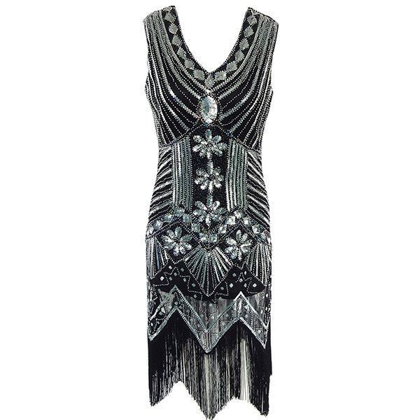Shining Women's Flapper Dress, Gatsby Charleston Sequin Tassel Party Knee-Length Dress - Sins & Temptations