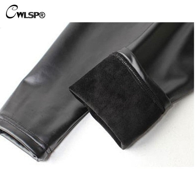 Womens Fitness Pu Leather Leggings Stretch Pants Plus Size - Sins & Temptations