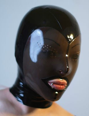 Latex Fetish Mask With Back Zip Transparent Black Face Hood Latex - Sins & Temptations