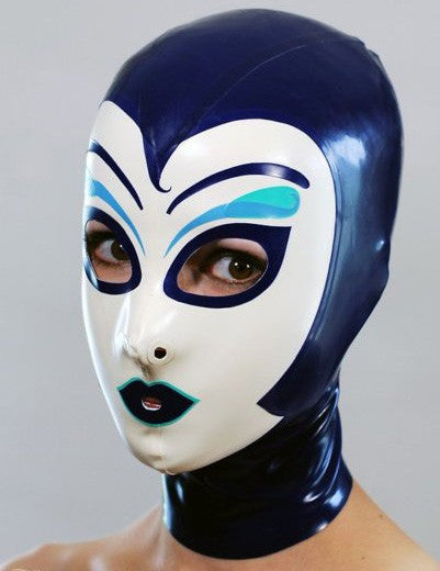 Latex opera Hood Rubber Latex Fetish Mask With Back Zipped 0.4MM thickness - Sins & Temptations