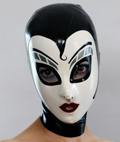 Latex opera Hood Rubber Latex Fetish Mask With Back Zipped 0.4MM thickness - Sins & Temptations