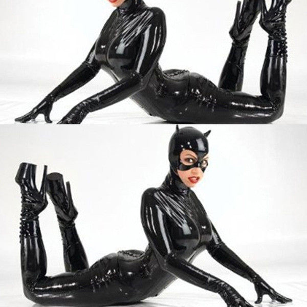 Cat-Women PVC Girls Catsuit Bodysuit Faux Leather Fetish Zentai Mistress - Sins & Temptations