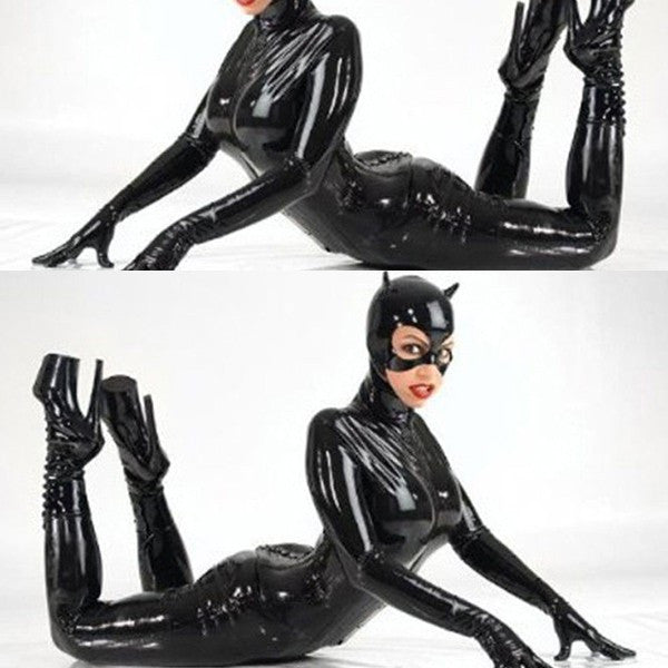 Cat-Women PVC Girls Catsuit Bodysuit Faux Leather Fetish Zentai Mistress - Sins & Temptations
