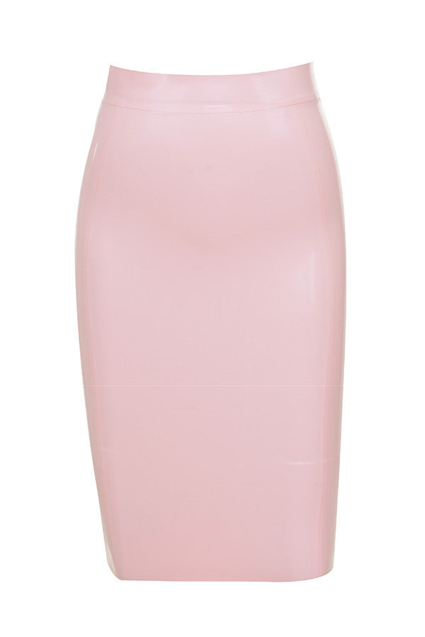 Pure Latex Girls Skin-Tight Skirt Baby Pink With Full-Length Back Zip Club  Wear Latex Party Dress - Sins & Temptations
