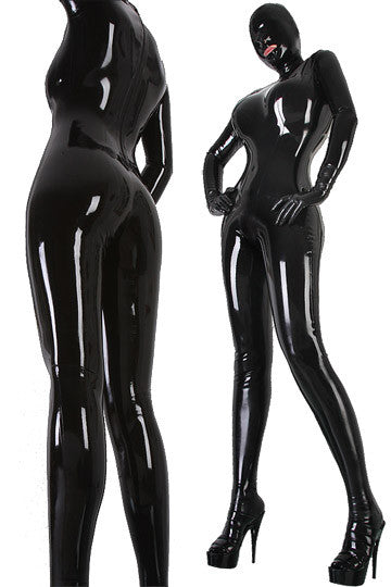 Women's Pure Latex Rubber Overall Bodysuit Fetish Latex Catsuit With Crotch Condom - Sins & Temptations