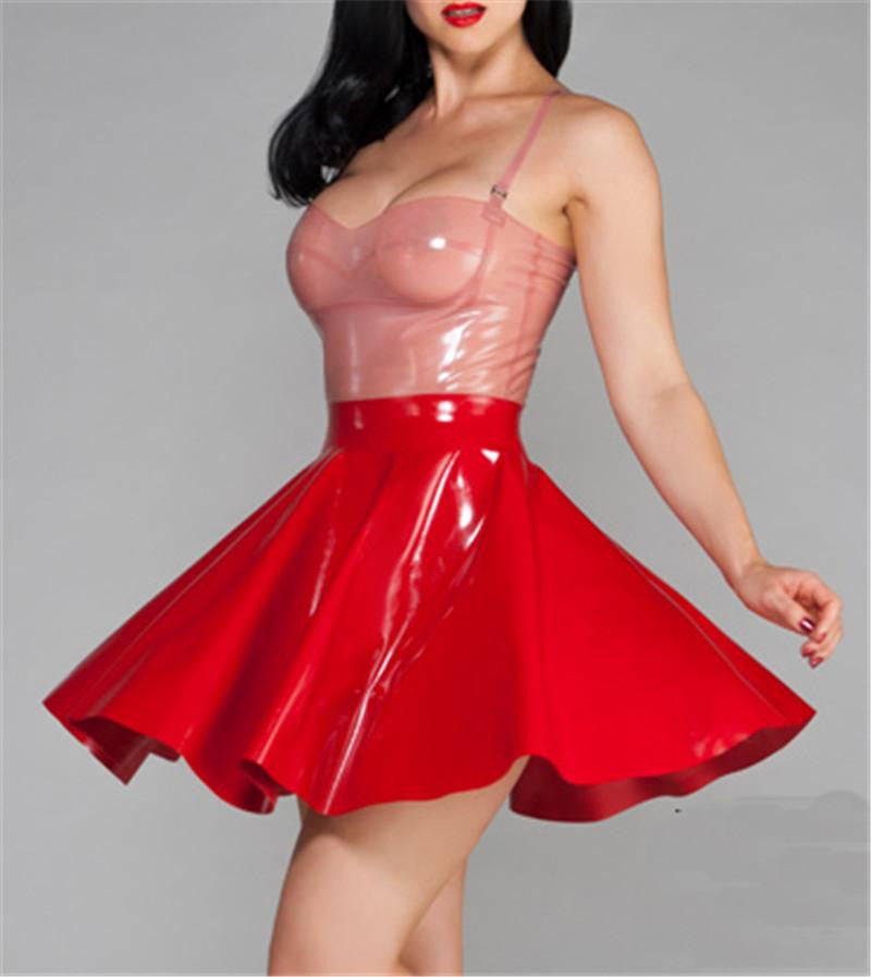 Transparent Pink Pure Latex Skirt Natural Latex Women's Sexy Clubwear - Sins & Temptations
