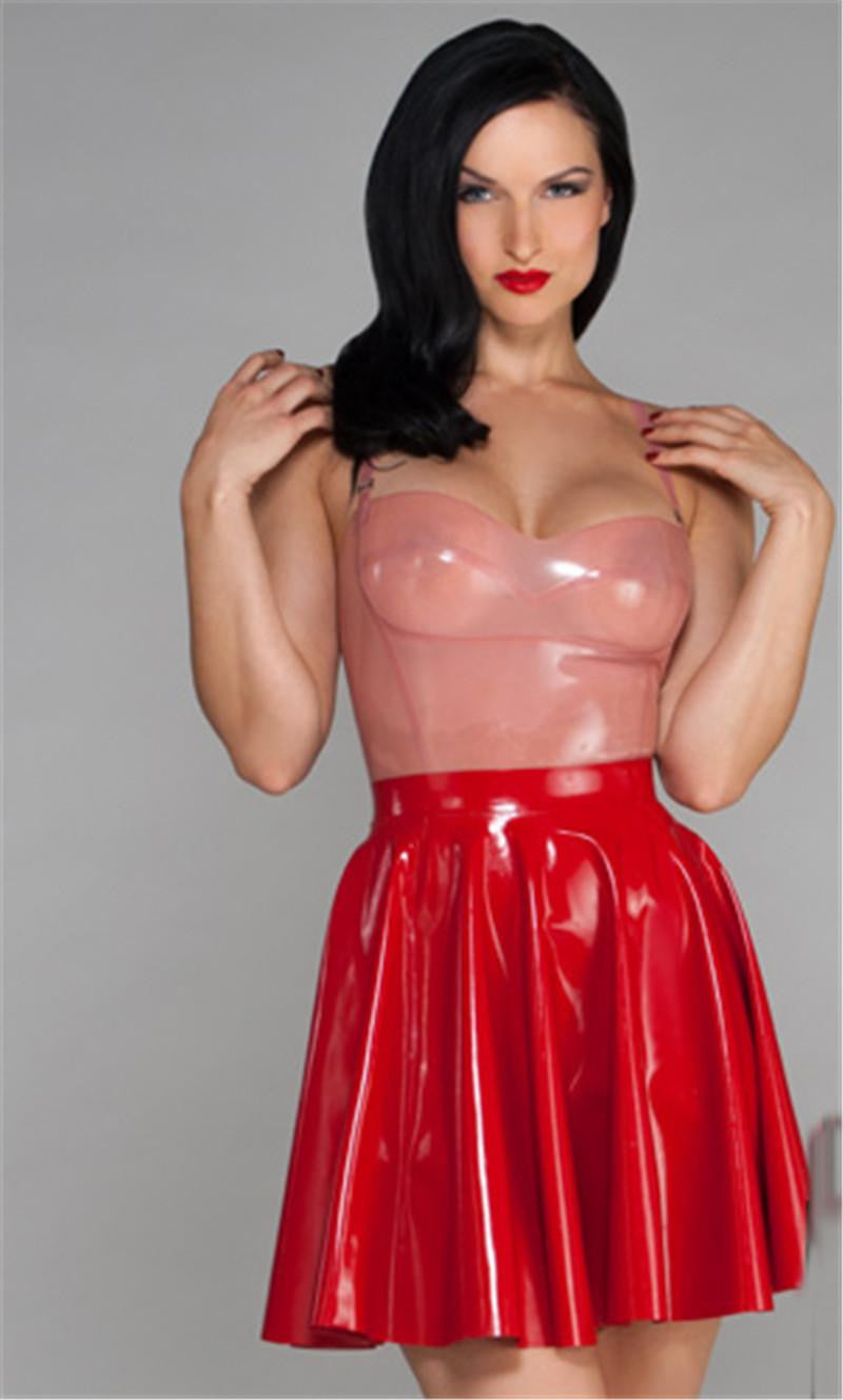 Transparent Pink Pure Latex Skirt Natural Latex Women's Sexy Clubwear - Sins & Temptations