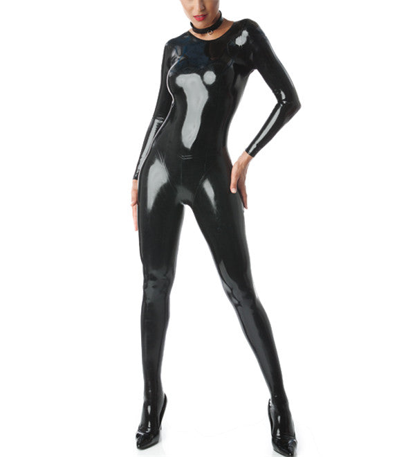 Pure Latex Tights Zentai Wear Fetish Rubber Catsuit Bodysuit Neck Entry With Zipped Crotch - Sins & Temptations
