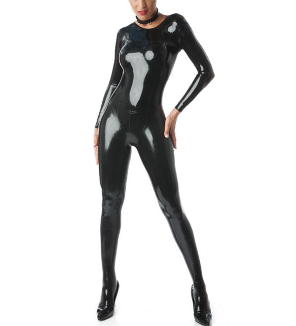 Pure Latex Tights Zentai Wear Fetish Rubber Catsuit Bodysuit Neck Entry With Zipped Crotch - Sins & Temptations
