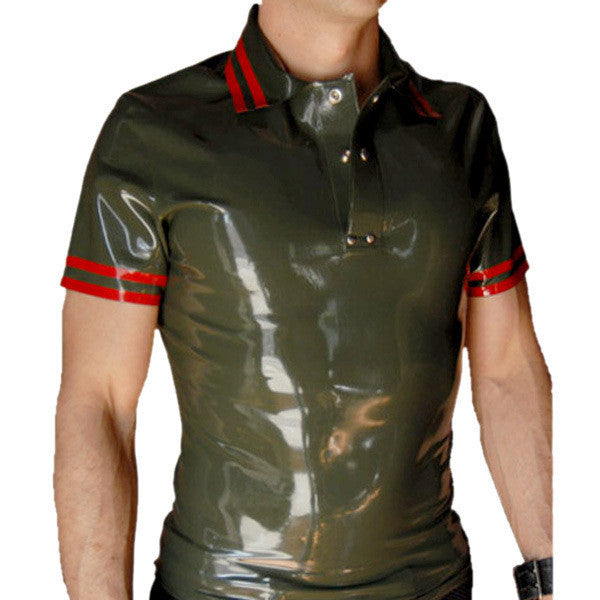 Pure Latex Sexy Costume rubber polo shirt latex t shirt for men - Sins & Temptations