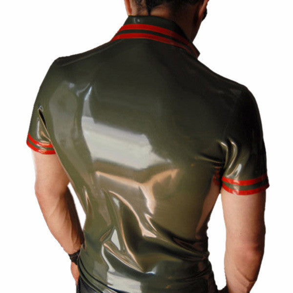 Pure Latex Sexy Costume rubber polo shirt latex t shirt for men - Sins & Temptations