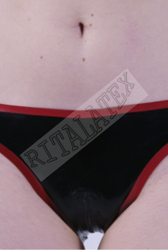 RubberPure Latex Girls Briefs With Crotch Zip Black Latex Underwear - Sins & Temptations