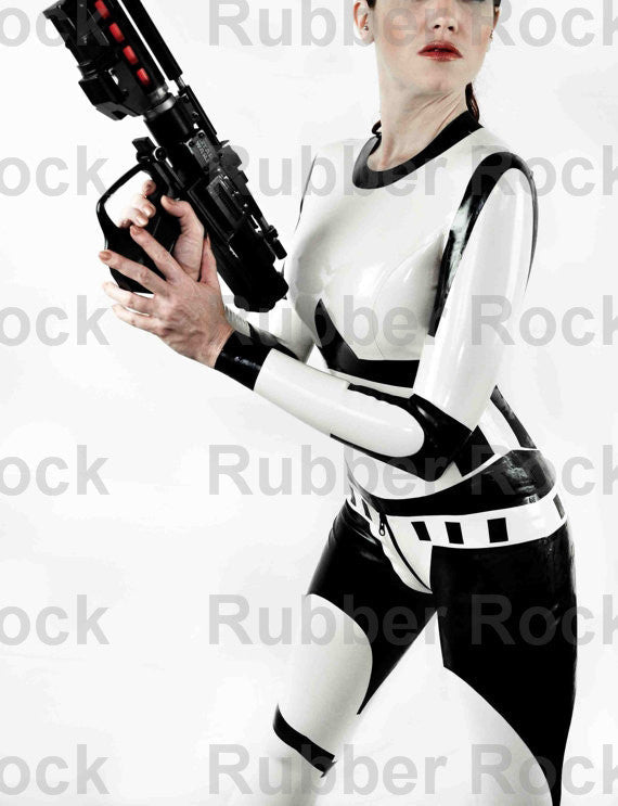 Wet Look Pure Latex Long Sleeved Sexy Female Bodysuit Crotch Zip Catsuits - Sins & Temptations