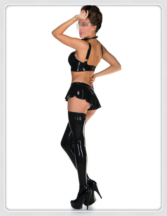 Pure Latex rubber Knickers featuring a loosely cut frilled panel all round No zip Latex shorts - Sins & Temptations