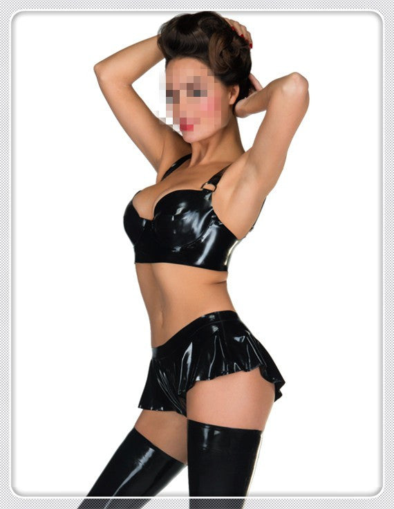 Pure Latex rubber Knickers featuring a loosely cut frilled panel all round No zip Latex shorts - Sins & Temptations