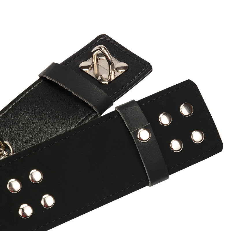Leather Ankle Cuffs Stainless Steel Spreader Bar Bdsm Fetish - Sins & Temptations