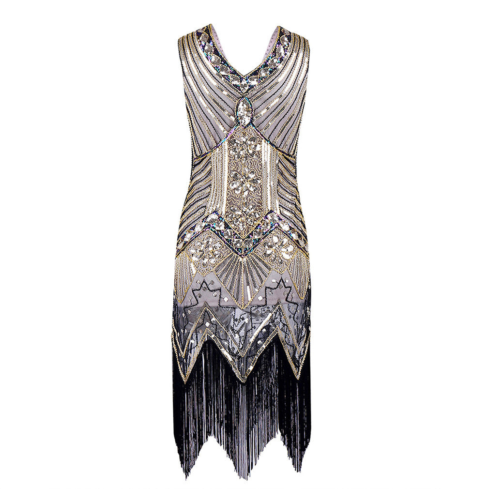 Shining Women's Flapper Dress, Gatsby Charleston Sequin Tassel Party Knee-Length Dress - Sins & Temptations