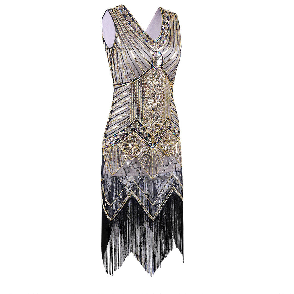 Shining Women's Flapper Dress, Gatsby Charleston Sequin Tassel Party Knee-Length Dress - Sins & Temptations