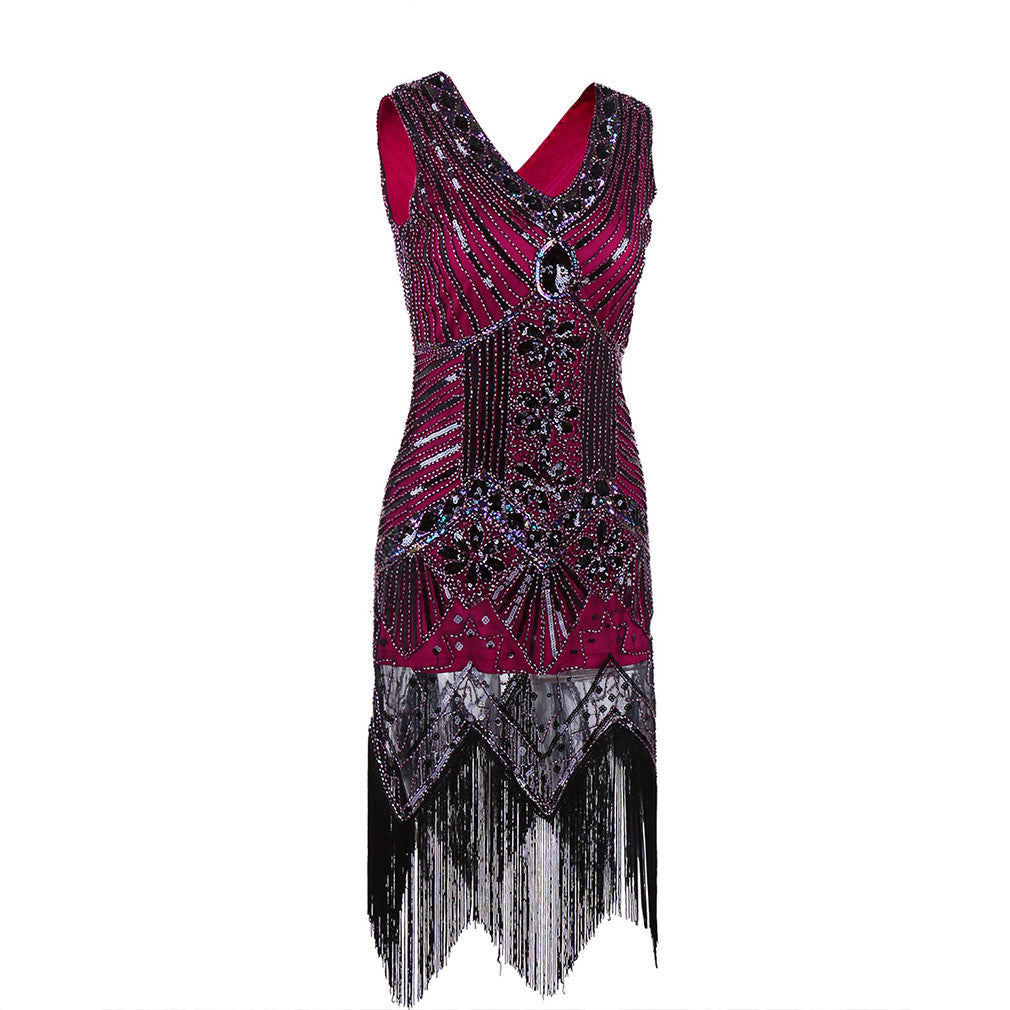 Shining Women's Flapper Dress, Gatsby Charleston Sequin Tassel Party Knee-Length Dress - Sins & Temptations
