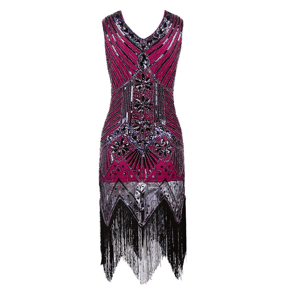 Shining Women's Flapper Dress, Gatsby Charleston Sequin Tassel Party Knee-Length Dress - Sins & Temptations