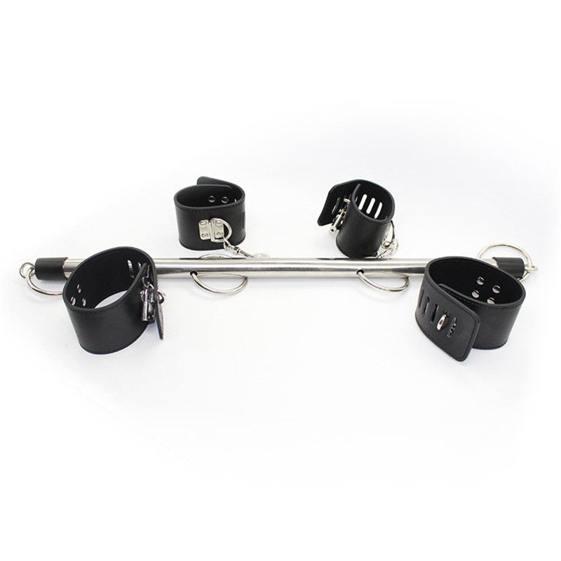 High Quality Pu leather Stainless Steel Spreader Bar Bondage With Hand cuffs And Ankle Cuffs - Sins & Temptations