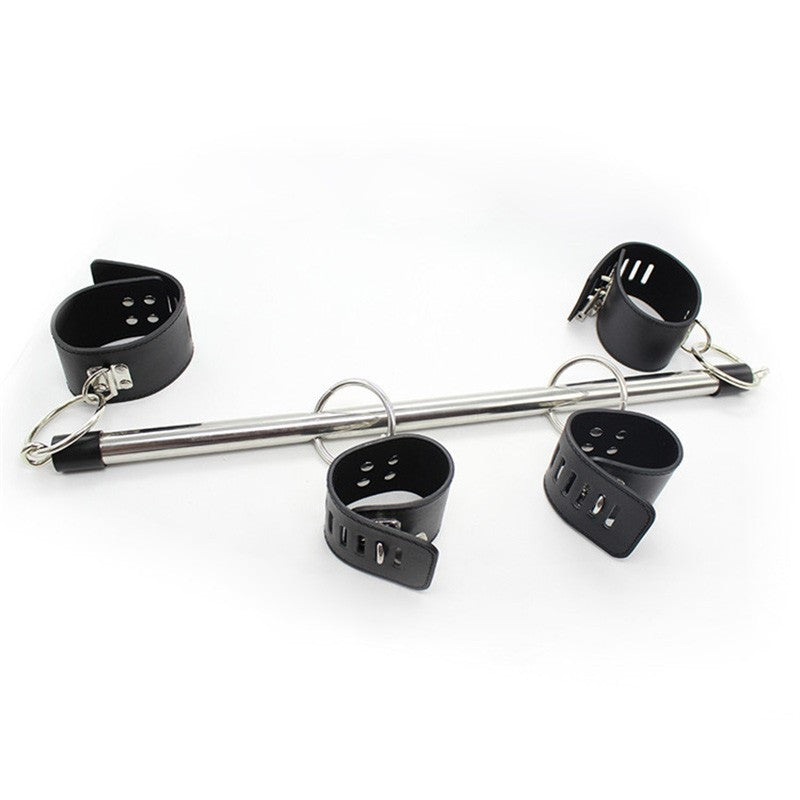 High Quality Pu leather Stainless Steel Spreader Bar Bondage With Hand cuffs And Ankle Cuffs - Sins & Temptations