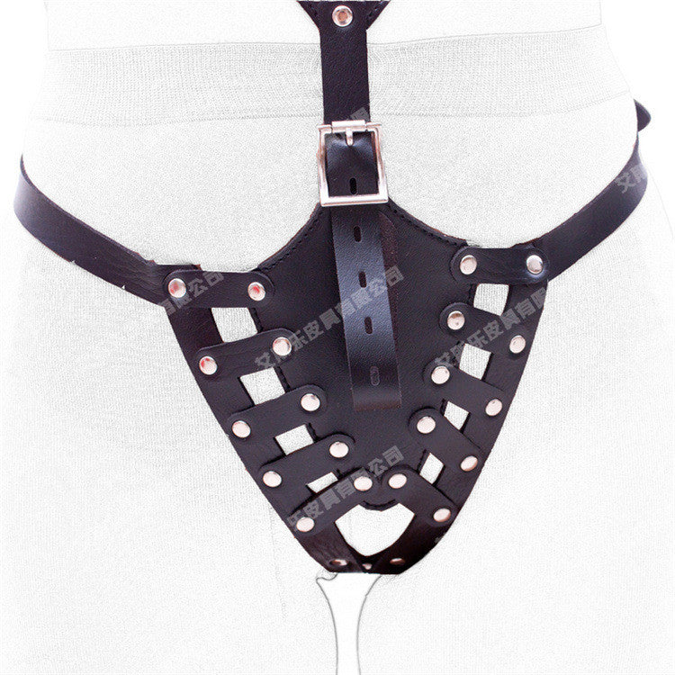 Fetish Faux leather Restraint bondage Bra with Thong belt - Sins & Temptations