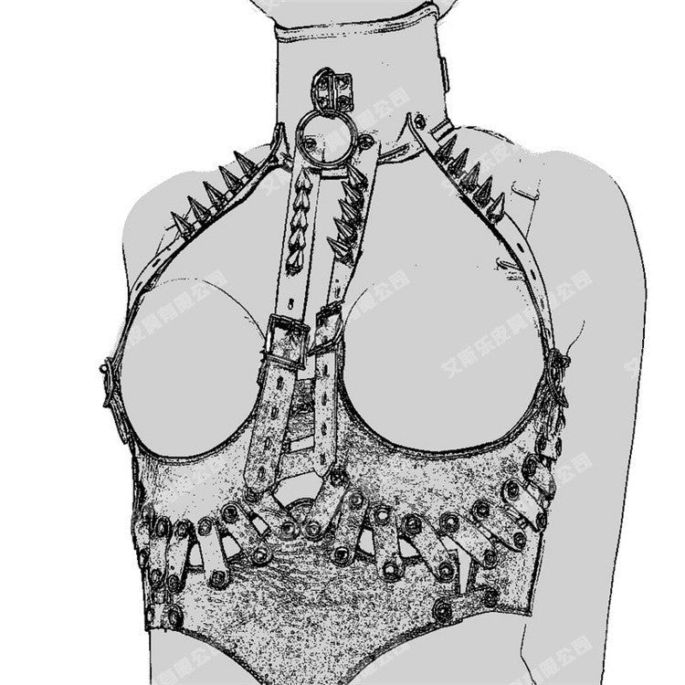 Fetish Faux leather Restraint bondage Bra with Thong belt - Sins & Temptations