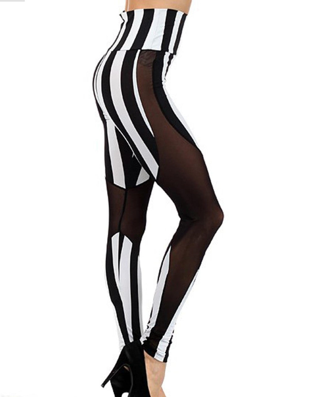 Striped Mesh Fashion Sexy Leggings - Sins & Temptations