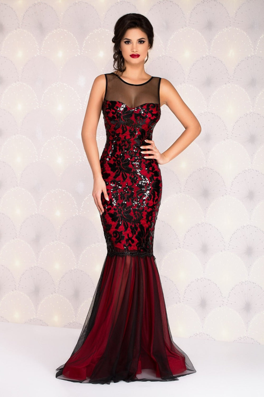 Women Party Evening Sequined Mermaid Dress Female O-neck Sleeve Vestido Maxi Dress