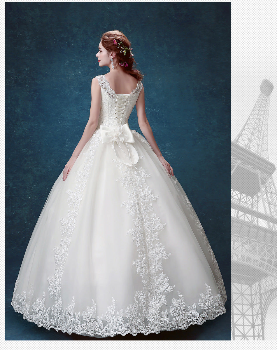 White sequins sexy bow women princess bridesmaid banquet party wedding bridal dress gown