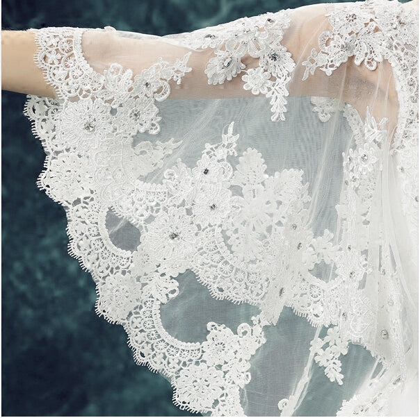 White sequined batwing sleeve women princess bridesmaid banquet party wedding bridal dress gown