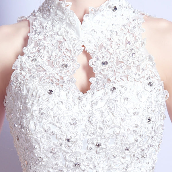 White sequines lady girl women princess bridesmaid banquet party wedding bridal dress gown