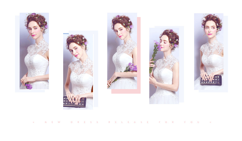 White sequined sexy women princess bridesmaid banquet party wedding bridal dress gown