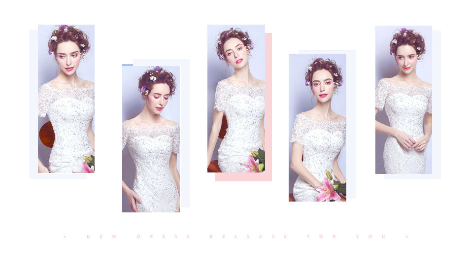 White sequined sexy mermaid women princess bridesmaid banquet party wedding bridal dress gown