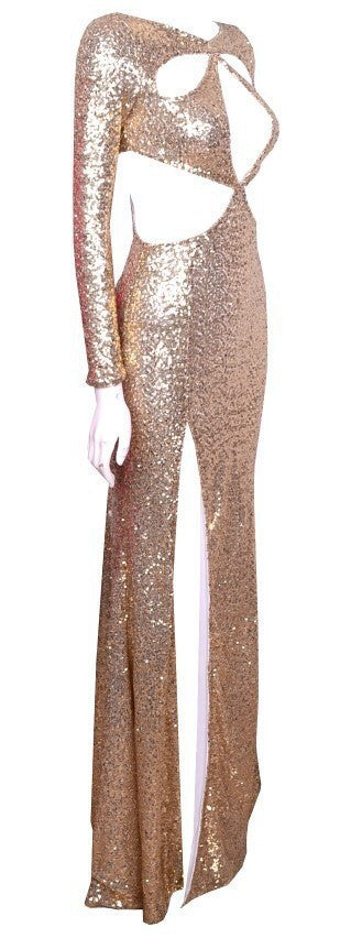 Sexy Women Paris Style Long Off Shoulder Elegant Shining Golden Dress - Sins & Temptations